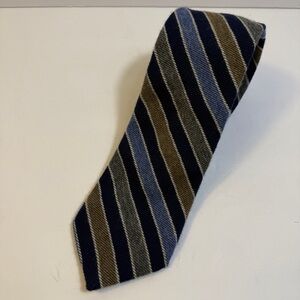 Breuer Cashmere Wool Silk Tie Blue Gray Tan Hand Made in Italy